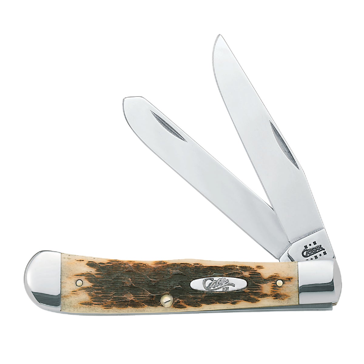 Item 810924, Pocket knife featuring a steel pocket clip and spey blades.