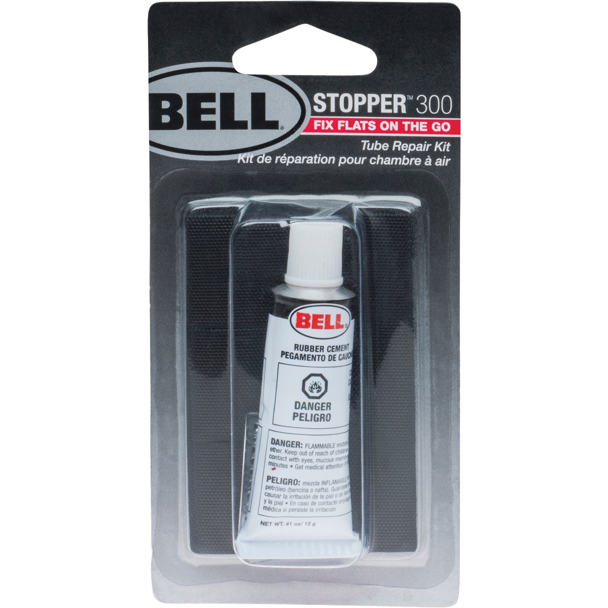 Item 817735, The Bell Stopper 300 patch kit contains 12 premium glueless patches and a 