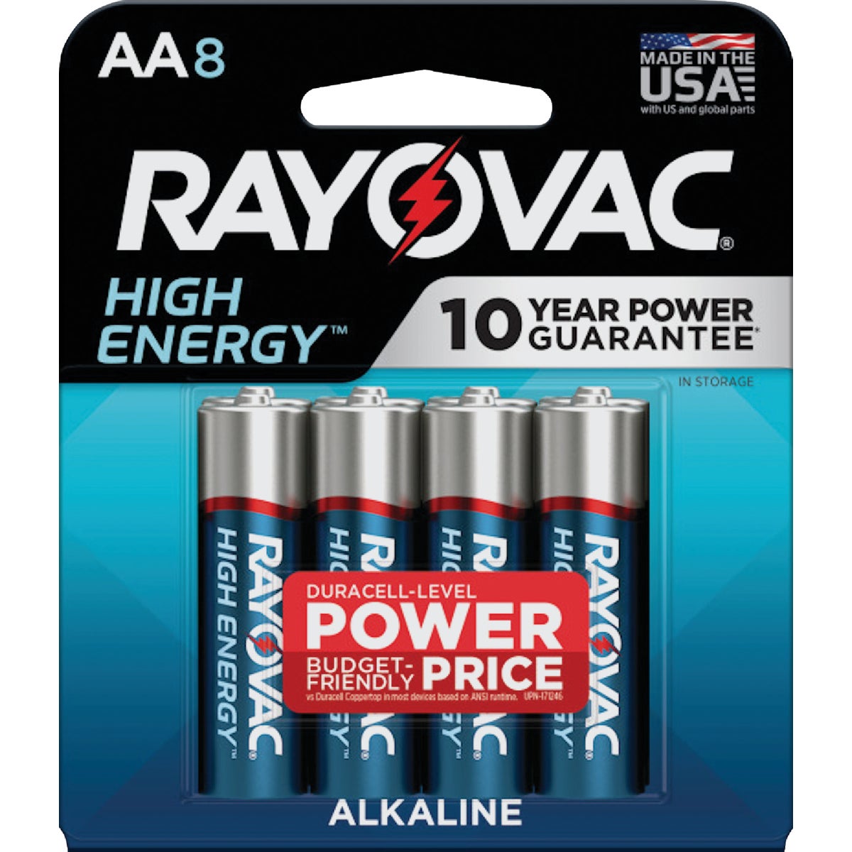 Item 820856, Power your household with Rayovac High Energy AA alkaline batteries.