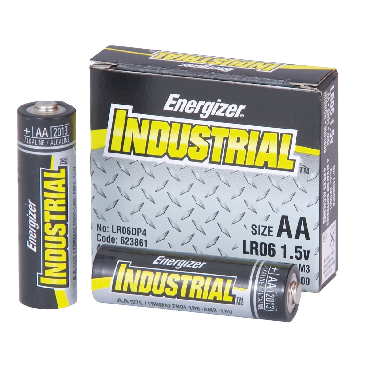 Item 825131, Industrial strength batteries featuring zinc-manganese dioxide chemistry.