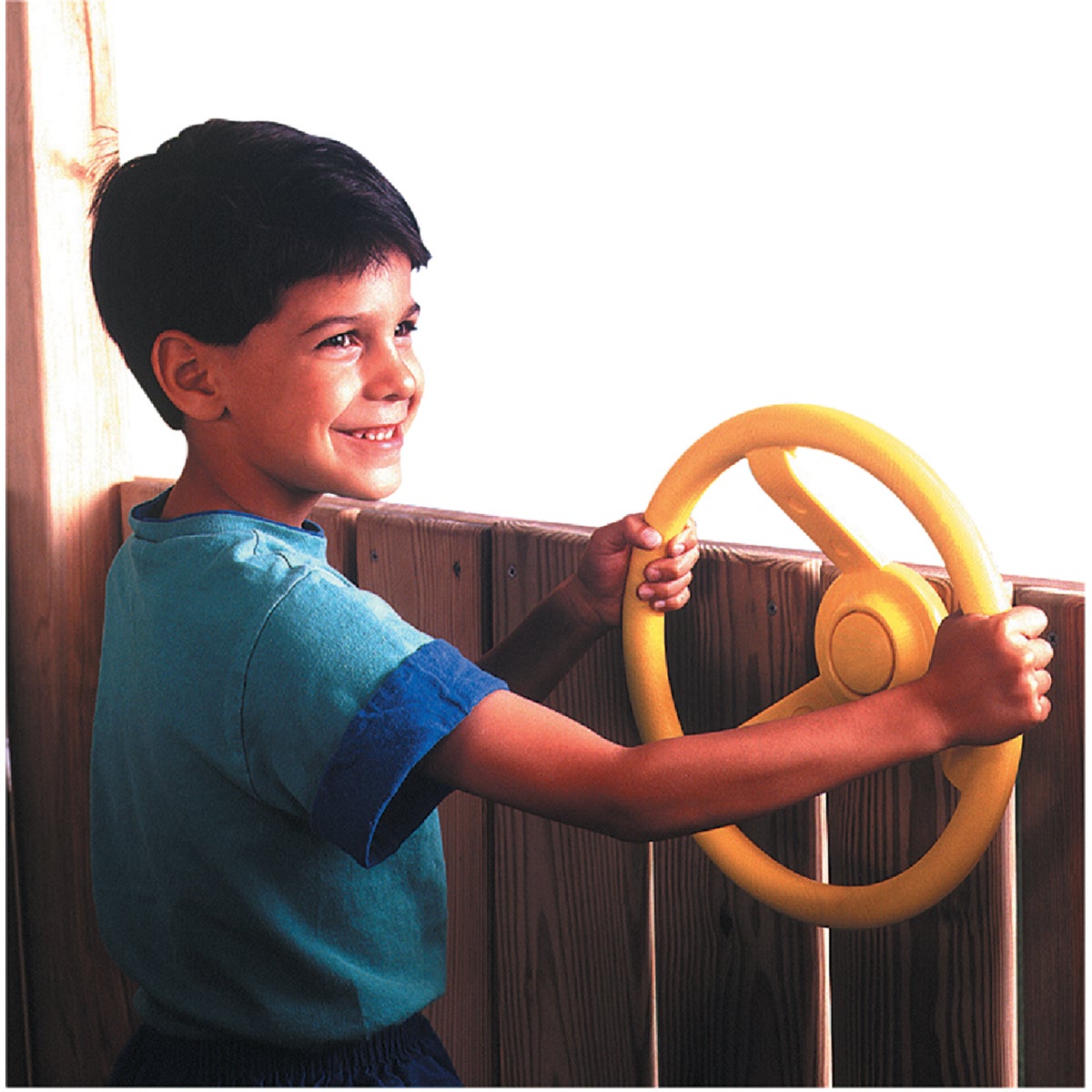 Item 829986, The steering wheel easily attaches to wood activity centers.