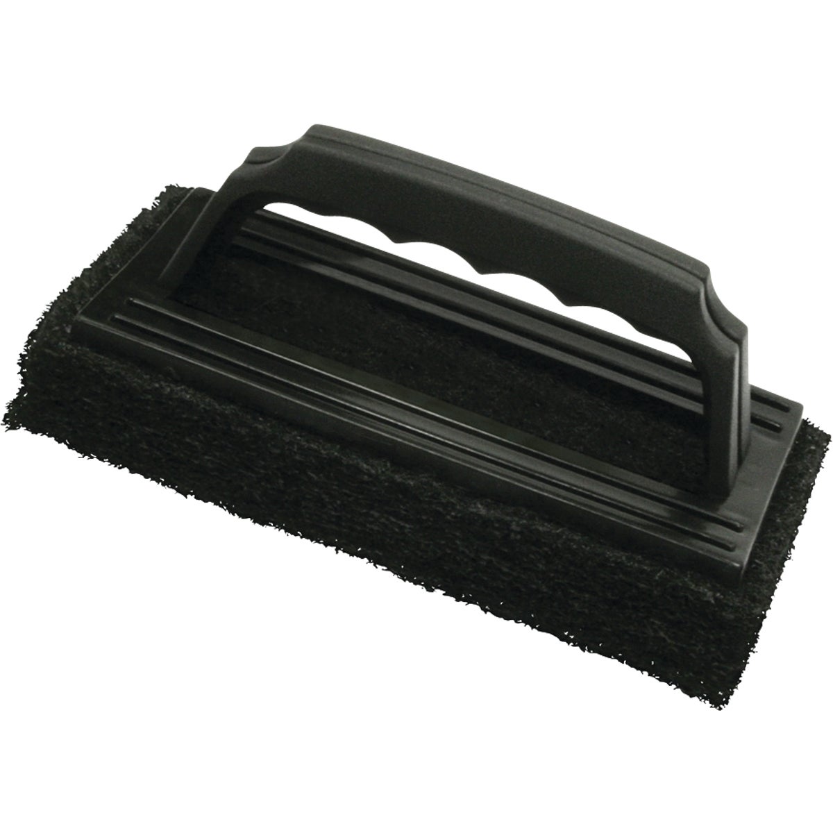 Item 831727, Abrasive nylon scrubbing brush with comfort grip handle.
