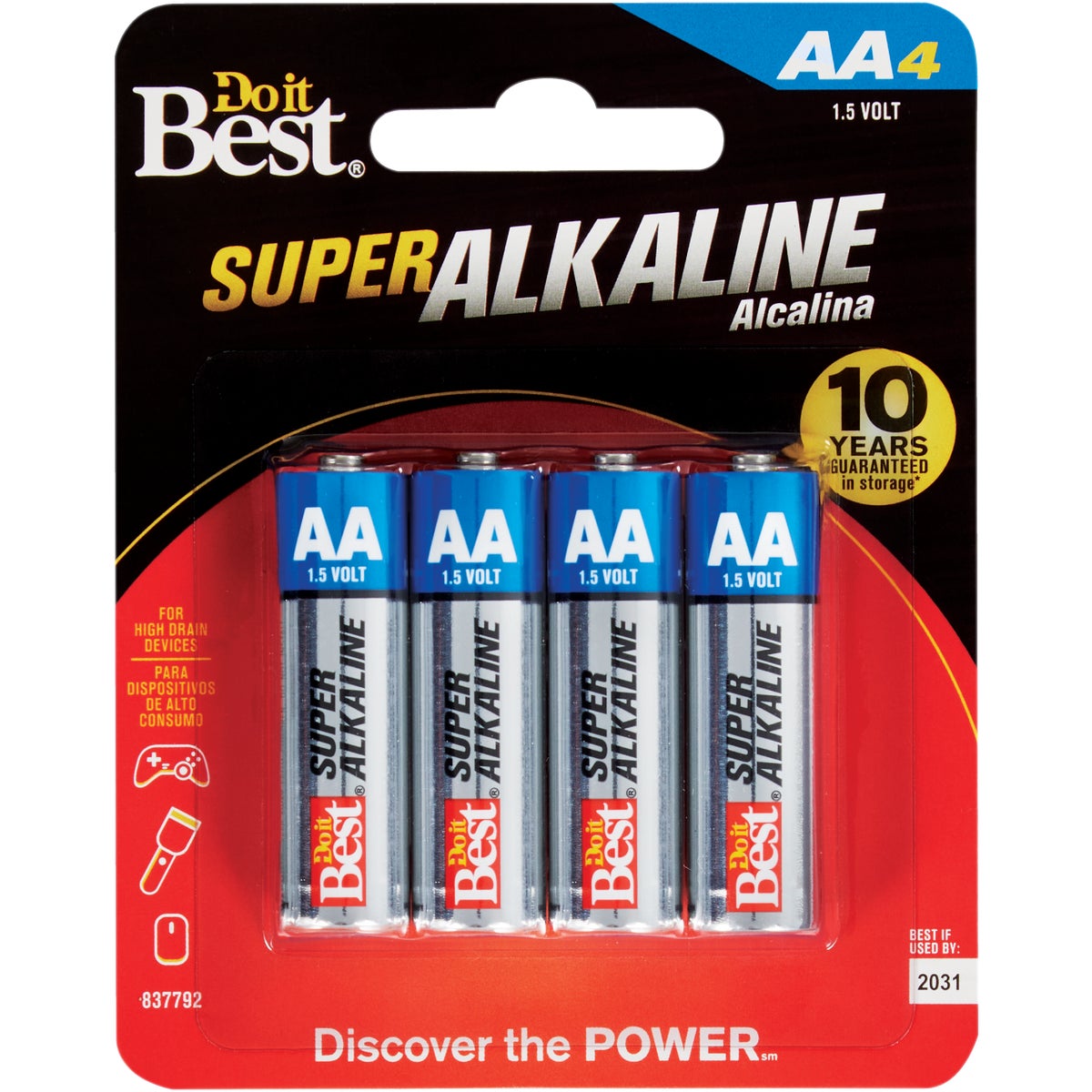 Item 837792, Top-quality AA super alkaline batteries.