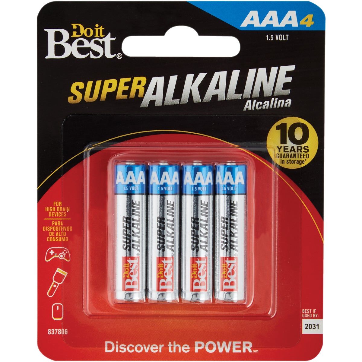 Item 837806, Top-quality AAA super alkaline batteries.