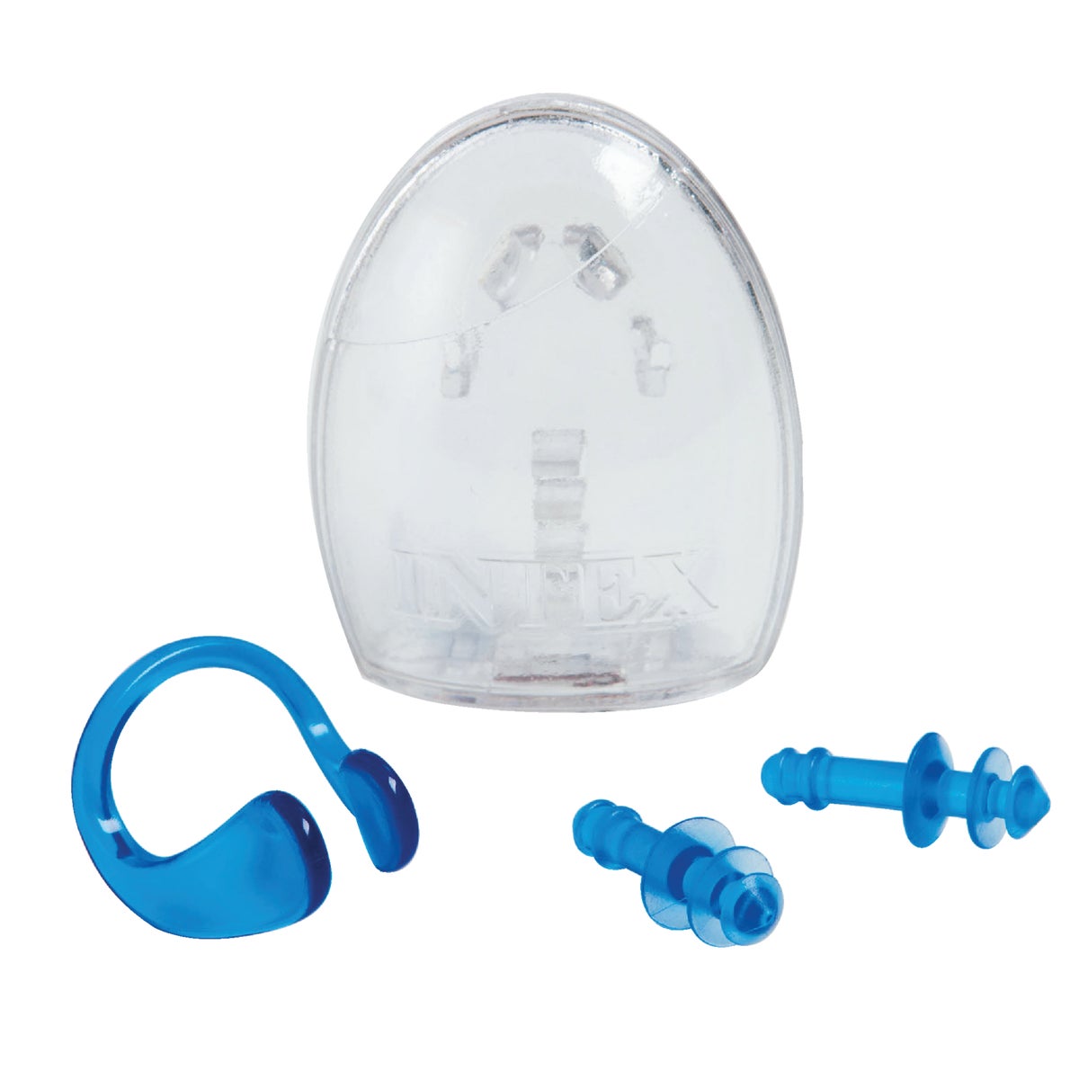 Item 843547, Comfort fit designs. Soft rubber nose clip and ear plugs with case.
