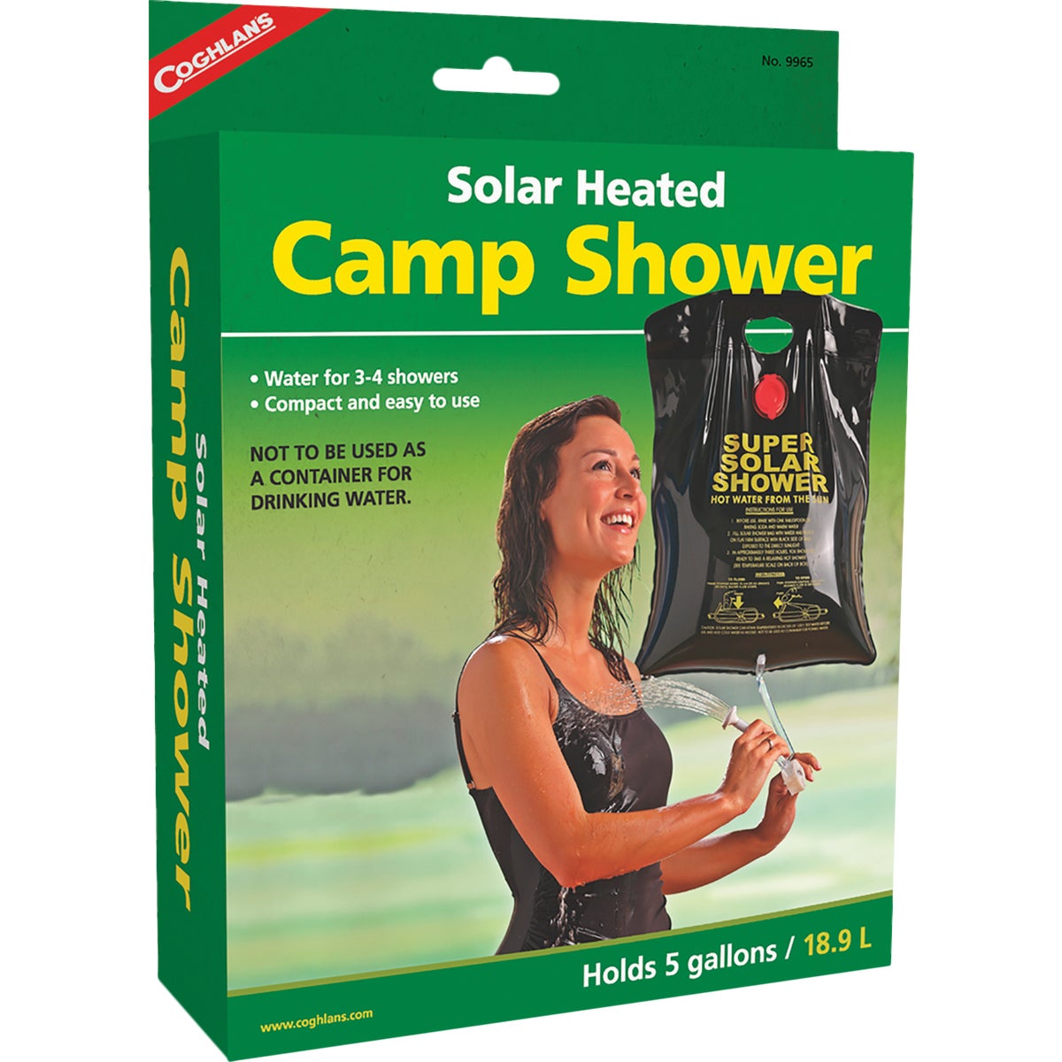 Item 847038, This easy-to-use, lightweight solar-heated shower stores enough water for 3