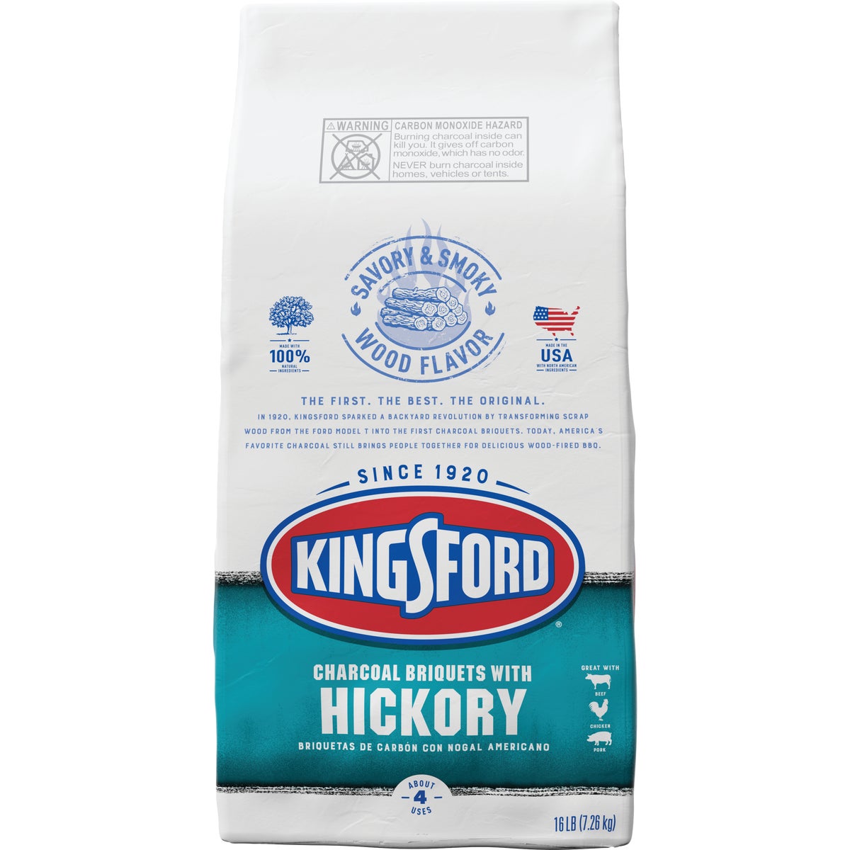 Item 887139, Kingsford Hickory charcoal briquets add popular hickory flavor to the 