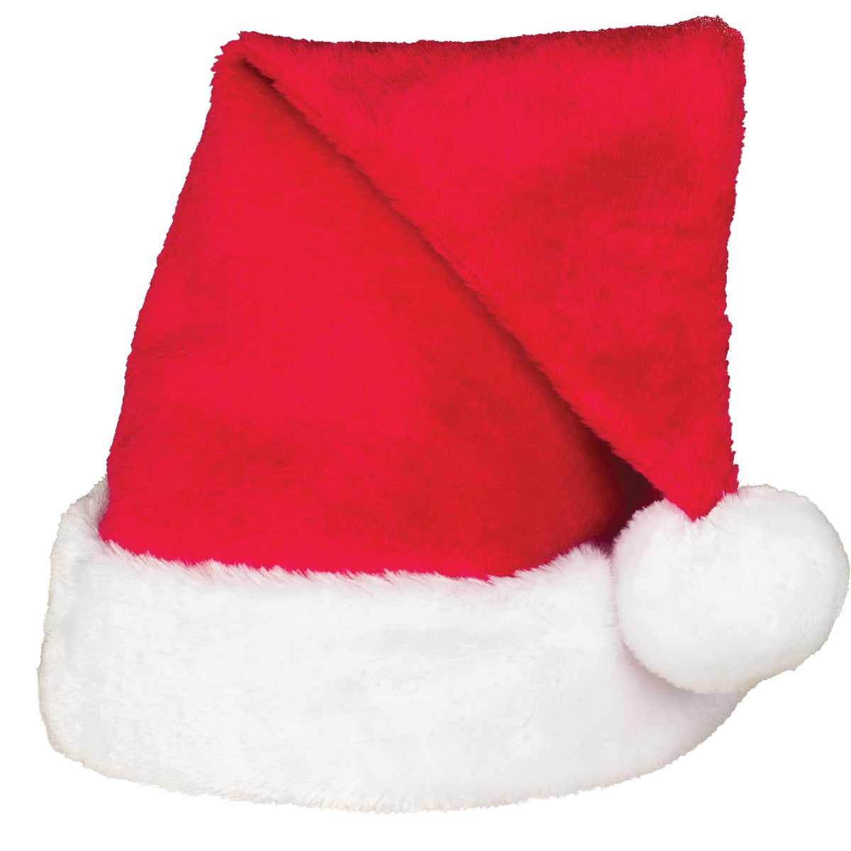 Item 900161, Red plush Santa hat. Features a white cuff and pom.