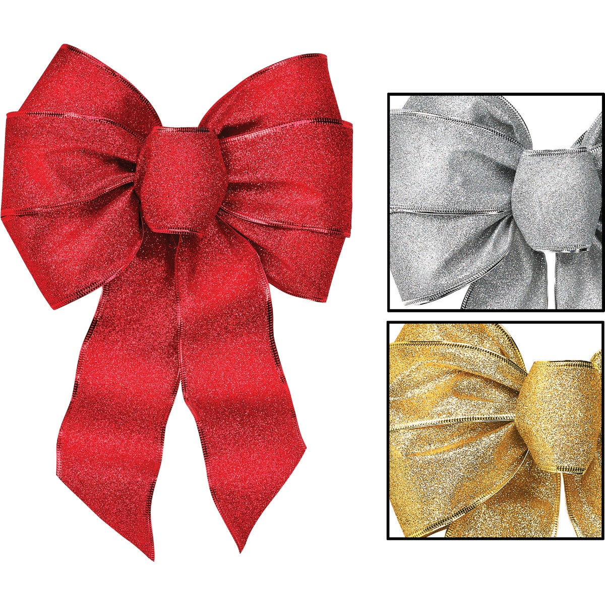 Item 900204, Shimmering glittered Christmas bow.