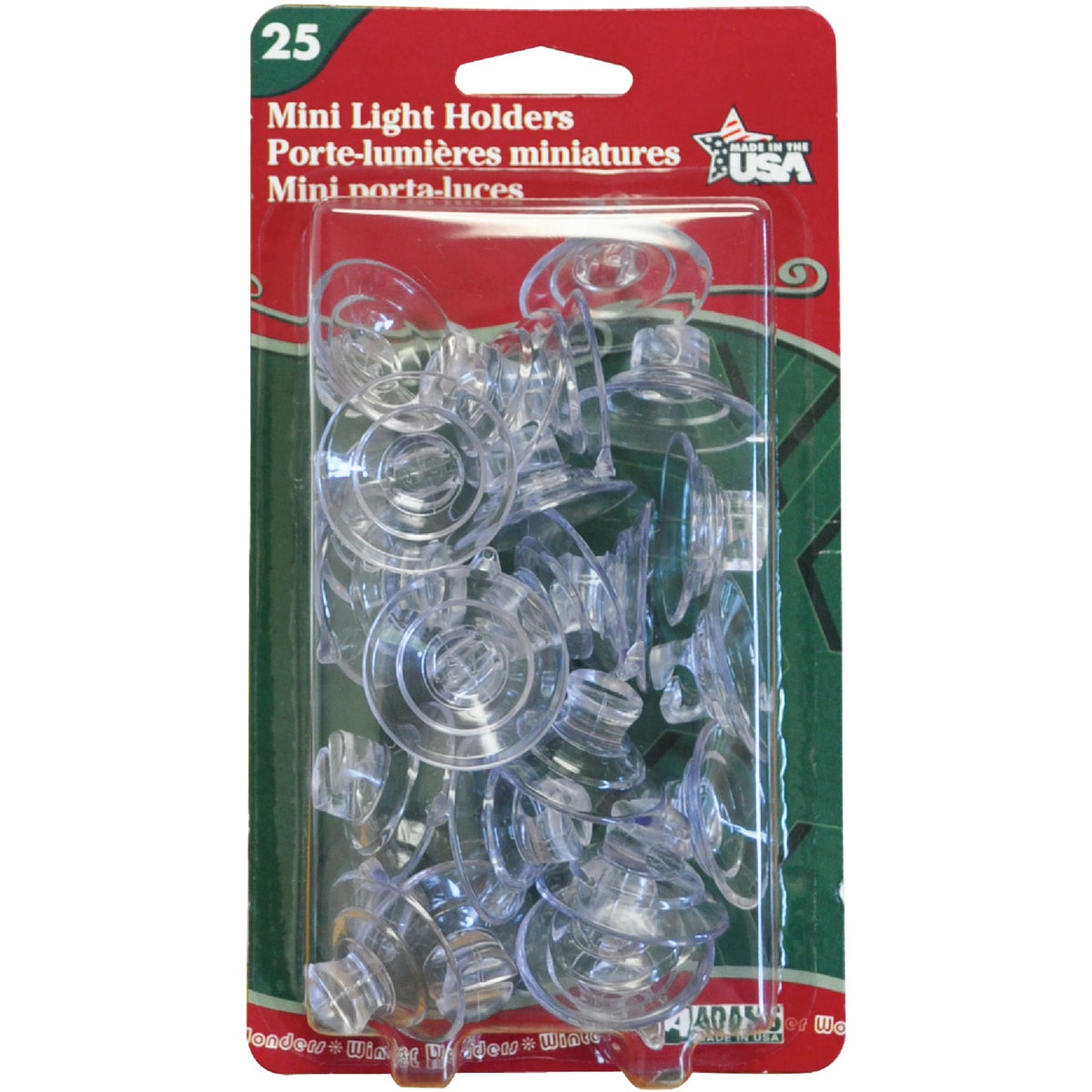 Item 901091, Suction cups for stringing lights in windows. Unique design uses no hooks.
