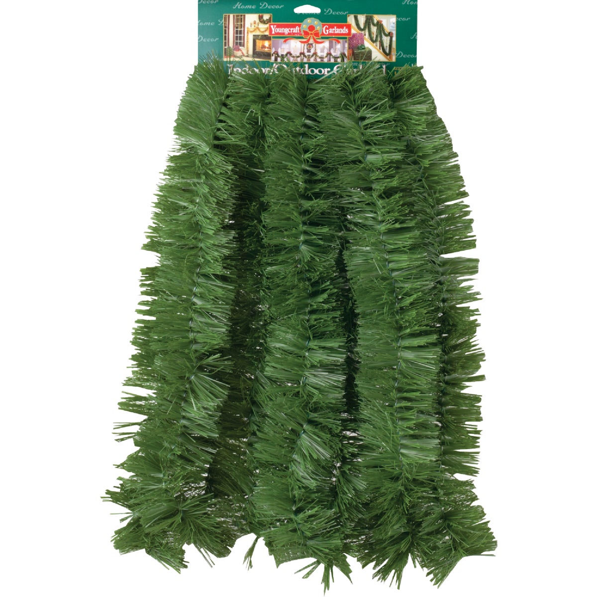 Item 901929, 15-foot solid green decorating garland. Ideal for indoor or outdoor use.