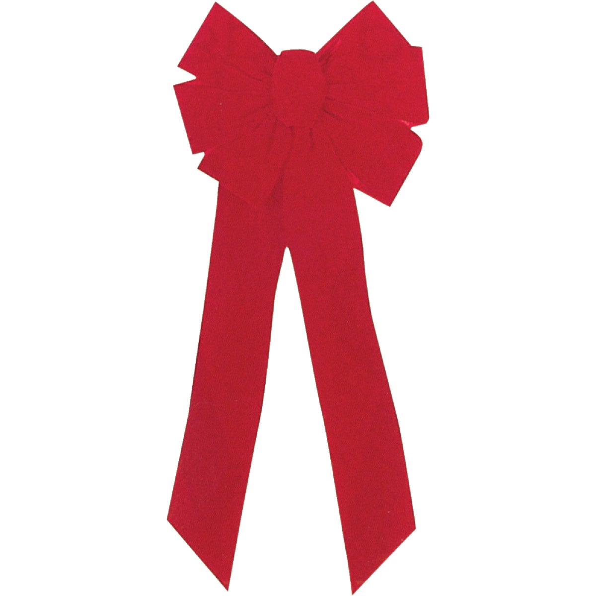 Item 904201, 7-loop deluxe red velvet bow. Ideal for any style of holiday decorating.
