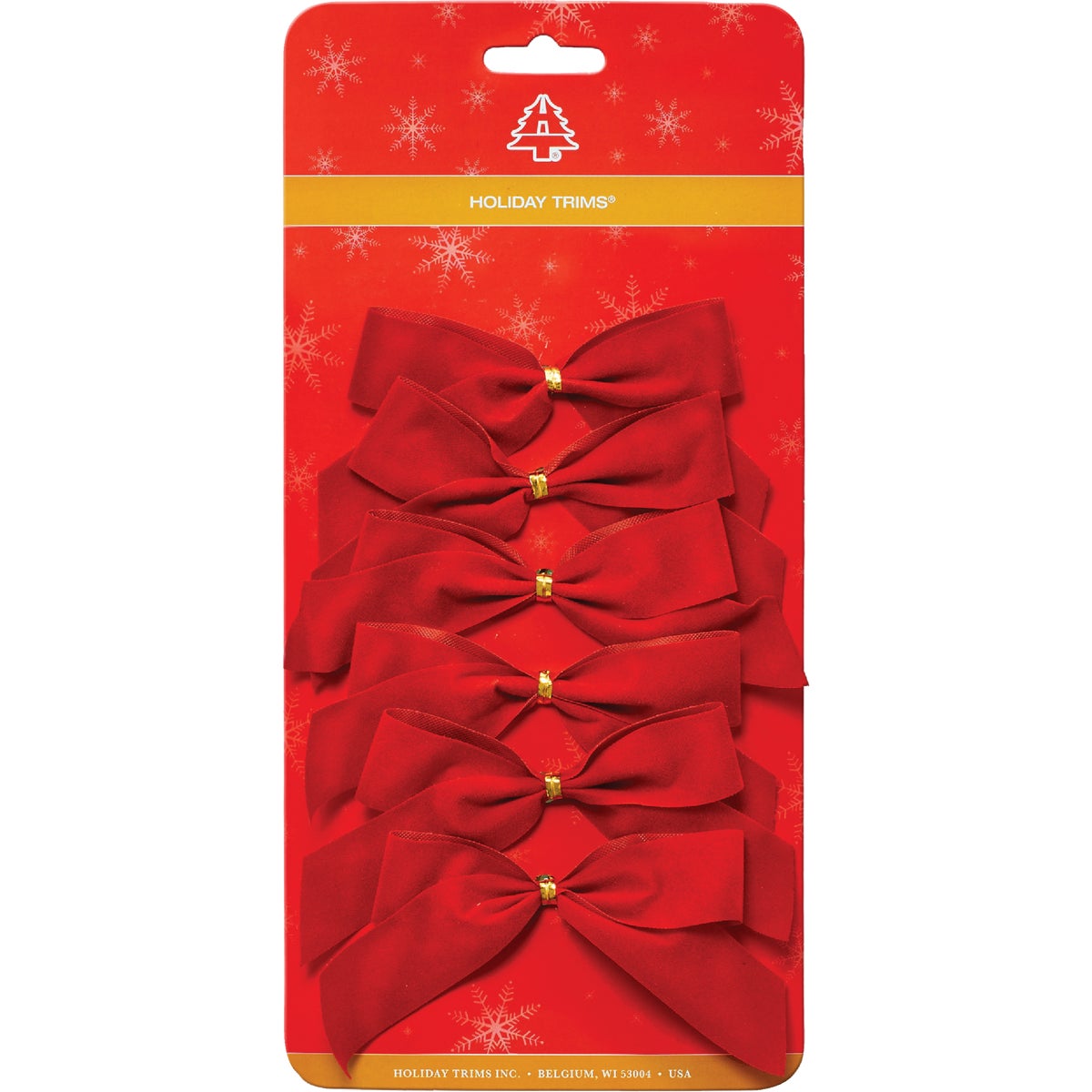 Item 904244, 6-pack of deluxe 2-loop red velvet bows.