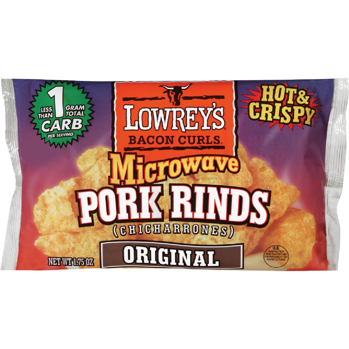 Item 970128, Microwavable pork rinds.