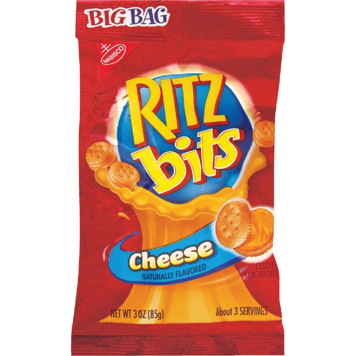 Item 970727, Convenient Big Bag 3-ounce size of Cheese Ritz Bits sandwich crackers.