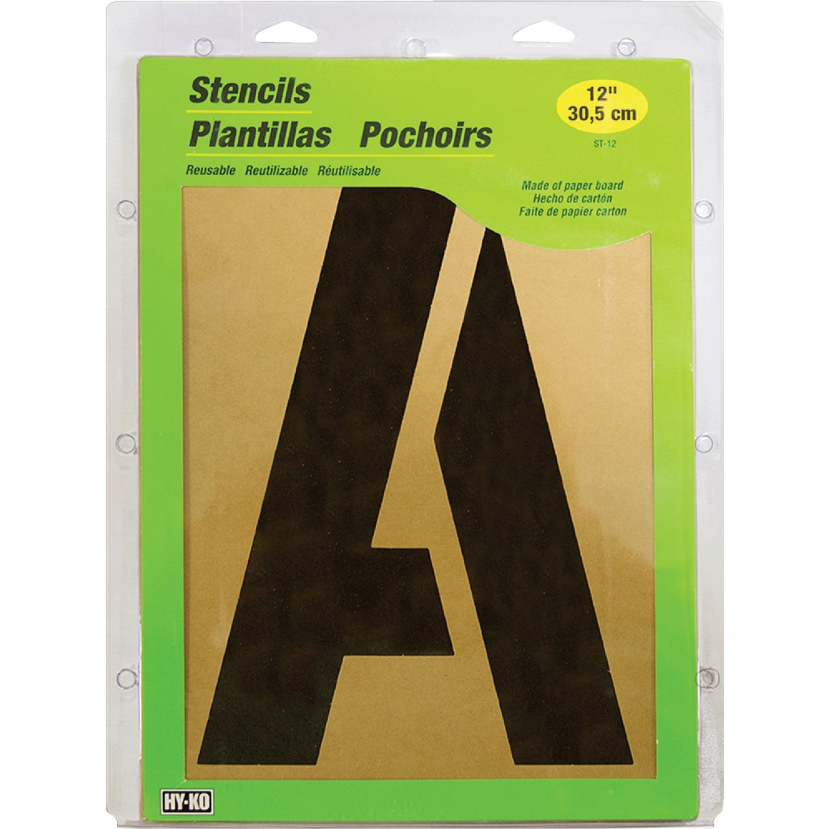 Item 970905, 12" stencils are made of paper board and are reusable.