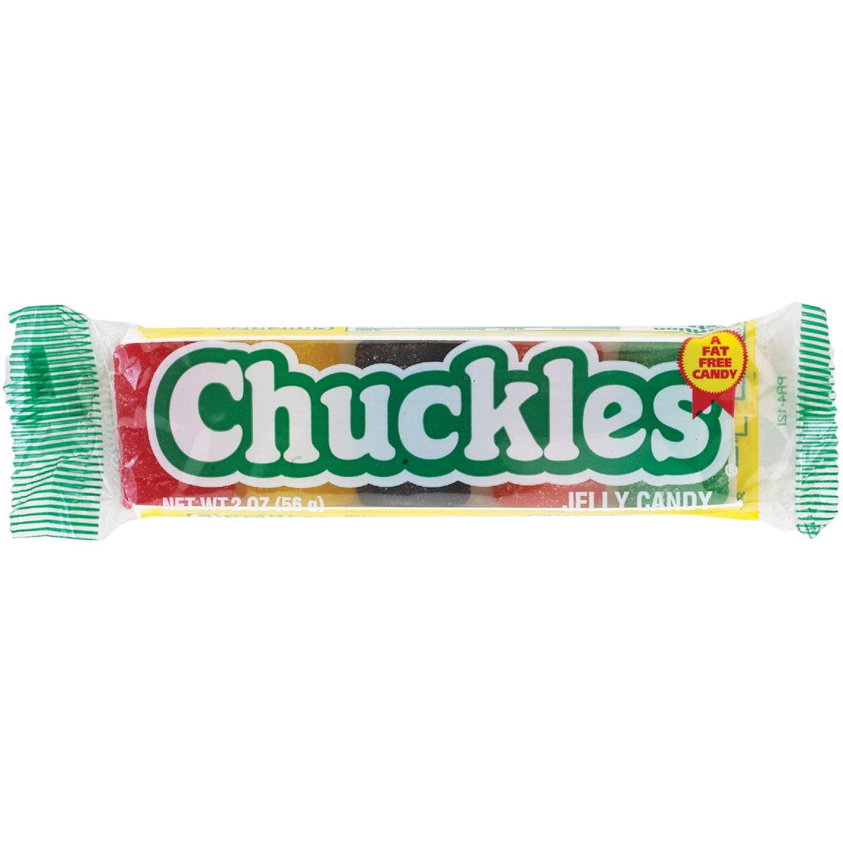 Item 971405, Chuckles jelly candy bar is a totally fat free candy.