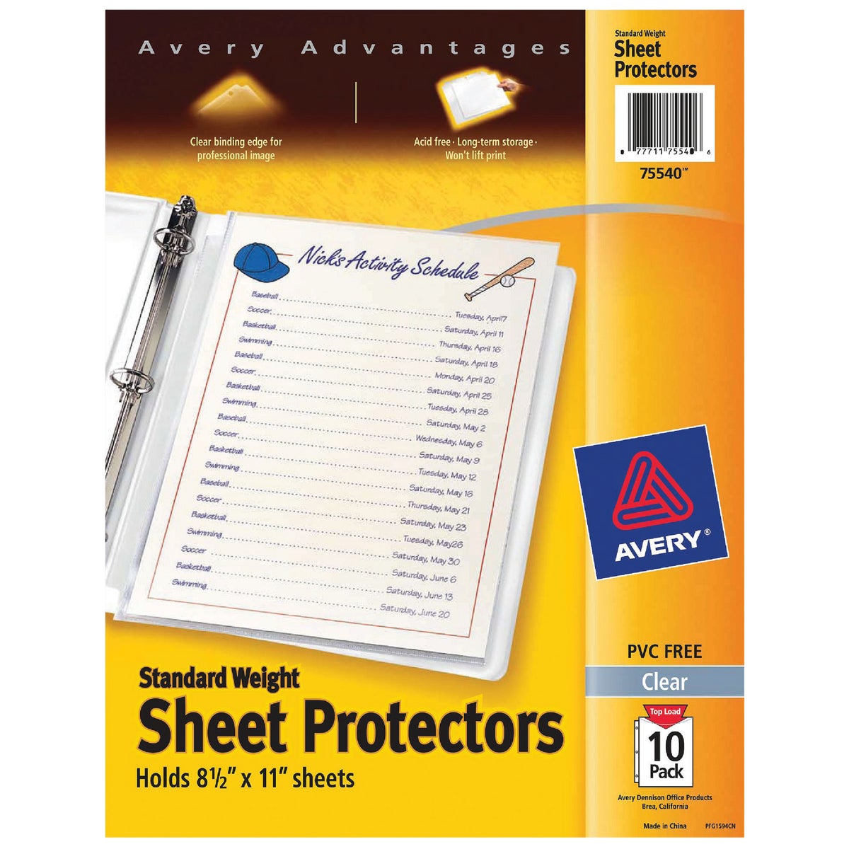 Item 973408, Standard weight reference sheet protectors. Diamond clear.