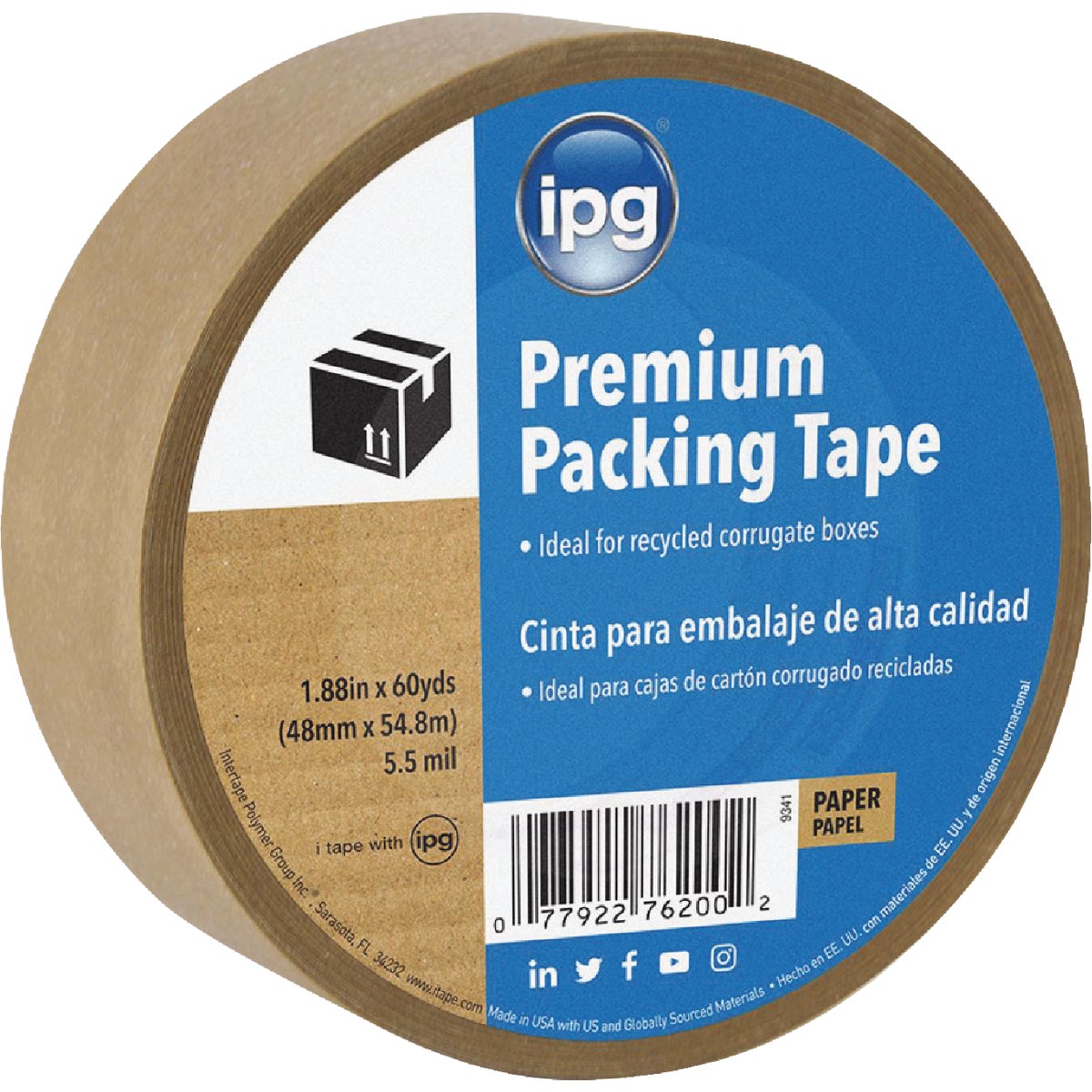 Item 973599, Natural rubber adhesive on a moisture-resistant flatback kraft.