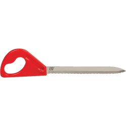 Item 100449, 420-grade stainless steel blade with serrated edge for superior cutting of 