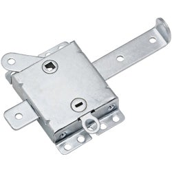 Item 102338, Heavy-duty galvanized steel, spring-loaded slide-bolt lock with latch bolt 