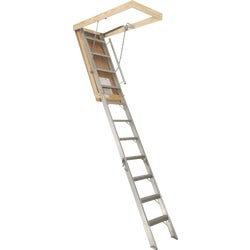 Item 162450, The Louisville Elite Series aluminum attic ladders have a working load 