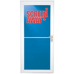 Item 163236, Heavy-duty storm door featuring retractable screen that disappears for a 