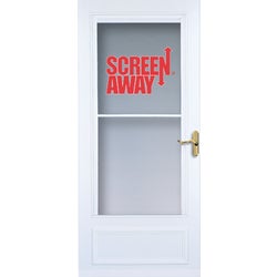 Item 181021, Heavy-duty storm door featuring retractable screen that disappears for a 