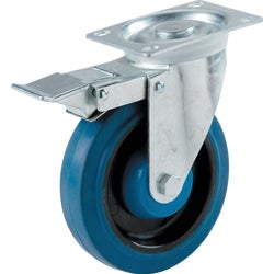 Item 200043, Elastic blue rubber is a super elastic rubber wheel with brake that 