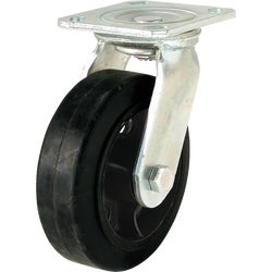 Item 200065, Mold-on swivel rubber casters have a cushioned rubber tread bonded to a 