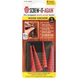 Item 200074, Screw-It-Again wood anchor is specially designed for stripped wood holes in