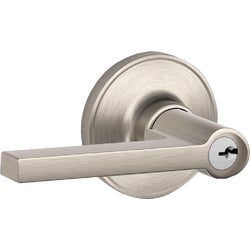 Item 201396, J-Series Solstice keyed entry door lever can be unlocked by key outside or 