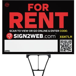 Item 201473, Double-sided web enabled For Rent sign showcases your rental with photos 