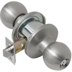 Item 203513, Light-duty commercial storeroom ball knob. Satin stainless steel.