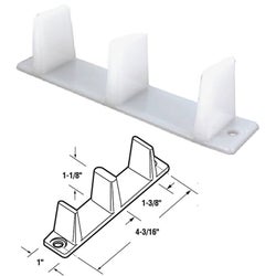 Item 204358, Bottom mount floor guide for use on by-pass wardrobe door.