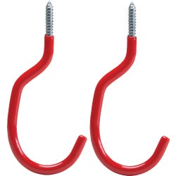 Item 215171, Red vinyl-coated bicycle hook with threaded end is easy to screw in any 