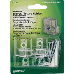 Item 219002, Extra wide heavy-duty mirror holder kit for 1/4" mirror glass.
