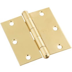 Item 219533, Square corner solid polished brass hinge is decorative and functional.