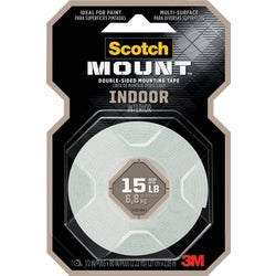Item 224144, Scotch-Mount Indoor Double-Sided Mounting Tape works on most indoor 