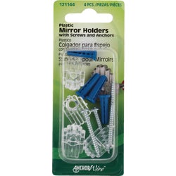Item 225544, Plastic mirror holders &amp; anchors set for 1/4" mirror glass.
