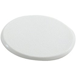 Item 227711, Self-adhesive and paintable hard plastic circular disk.