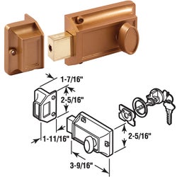 Item 227775, Brass painted die-cast locking unit. 5-pin tumbler cylinder.