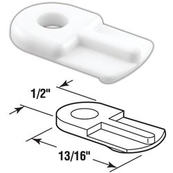 Item 228907, White nylon clip for flush mounting screen and storm window frames