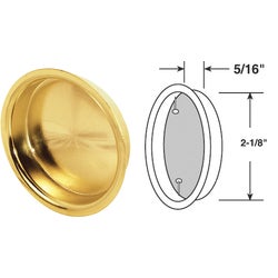 Item 229563, Brass-plated steel pull handle held in place by 2 brass nails.