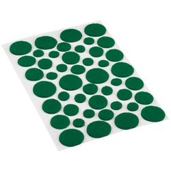 Item 232343, 36 assorted diameters of light-duty self-adhesive green felt pads.