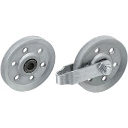 Item 239550, Pulley and strap is constructed from heavy duty galvanized steel.