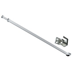 Item 247367, Clear anodized and painted telescopic aluminum bar accommodates 28 In.