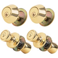 5762/D101PB-ET-QP-CP Steel Pro Tulip Style Entry Lockset And Single Cylinder Quad Pack