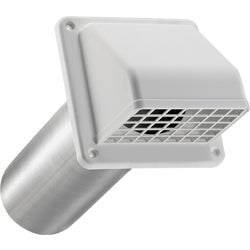 Item 260692, The Lambro 4 In. white plastic exhaust wall hood vent with 11 In.