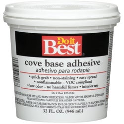 Item 263842, Easy-spread, permanent application of rubber and vinyl cove base.